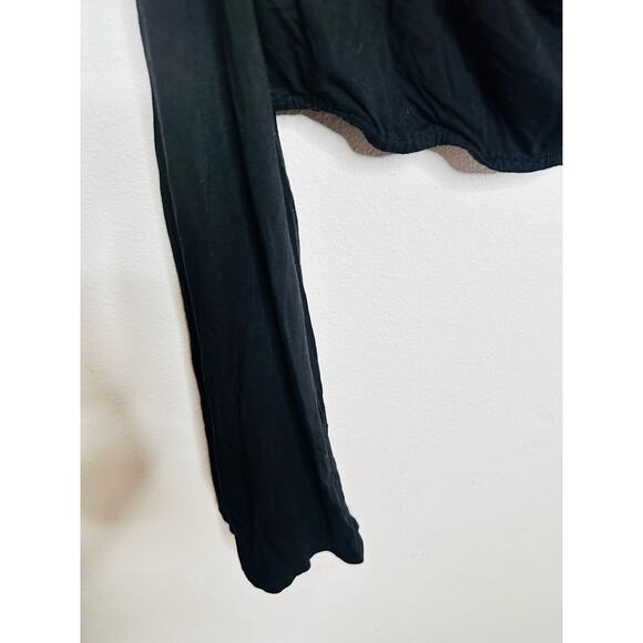 SID NEIGUM Black Cropped One Long Sleeve Asymmetric Party Top size 8 - Picture 8 of 15